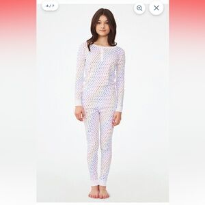 Roller Rabbit Kids Pajama Set Size 12 Rainbow Heart Print Long Sleeve PJ